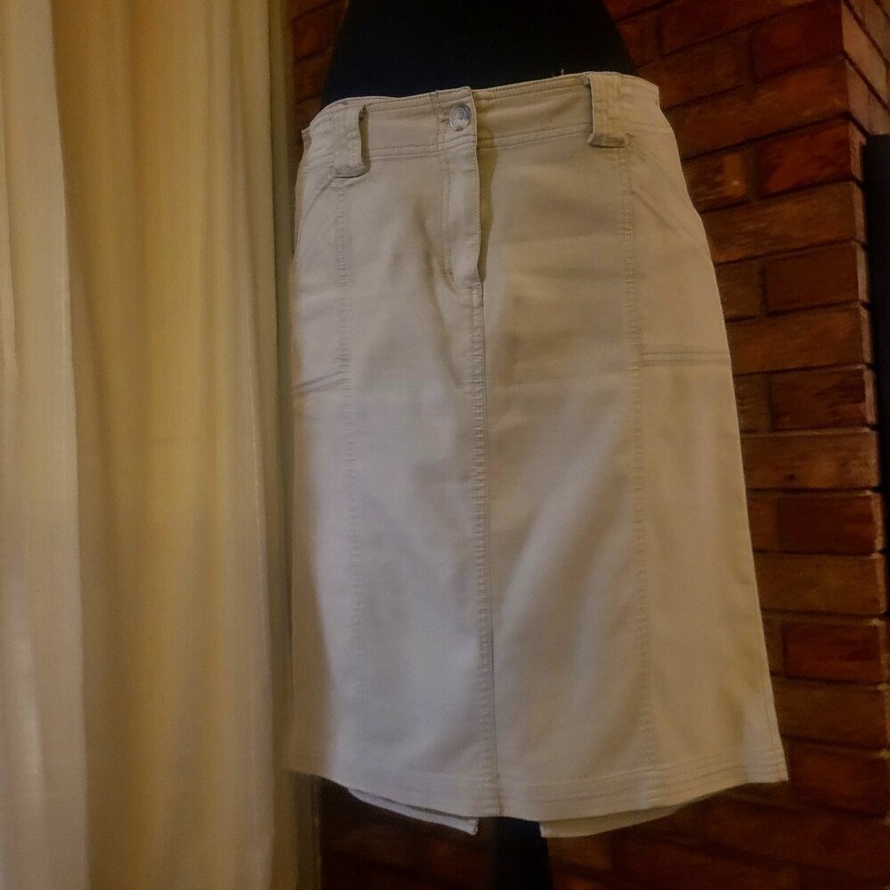 Izaac Mizrahi Tan Cotton Canvas Skirt - Size 10